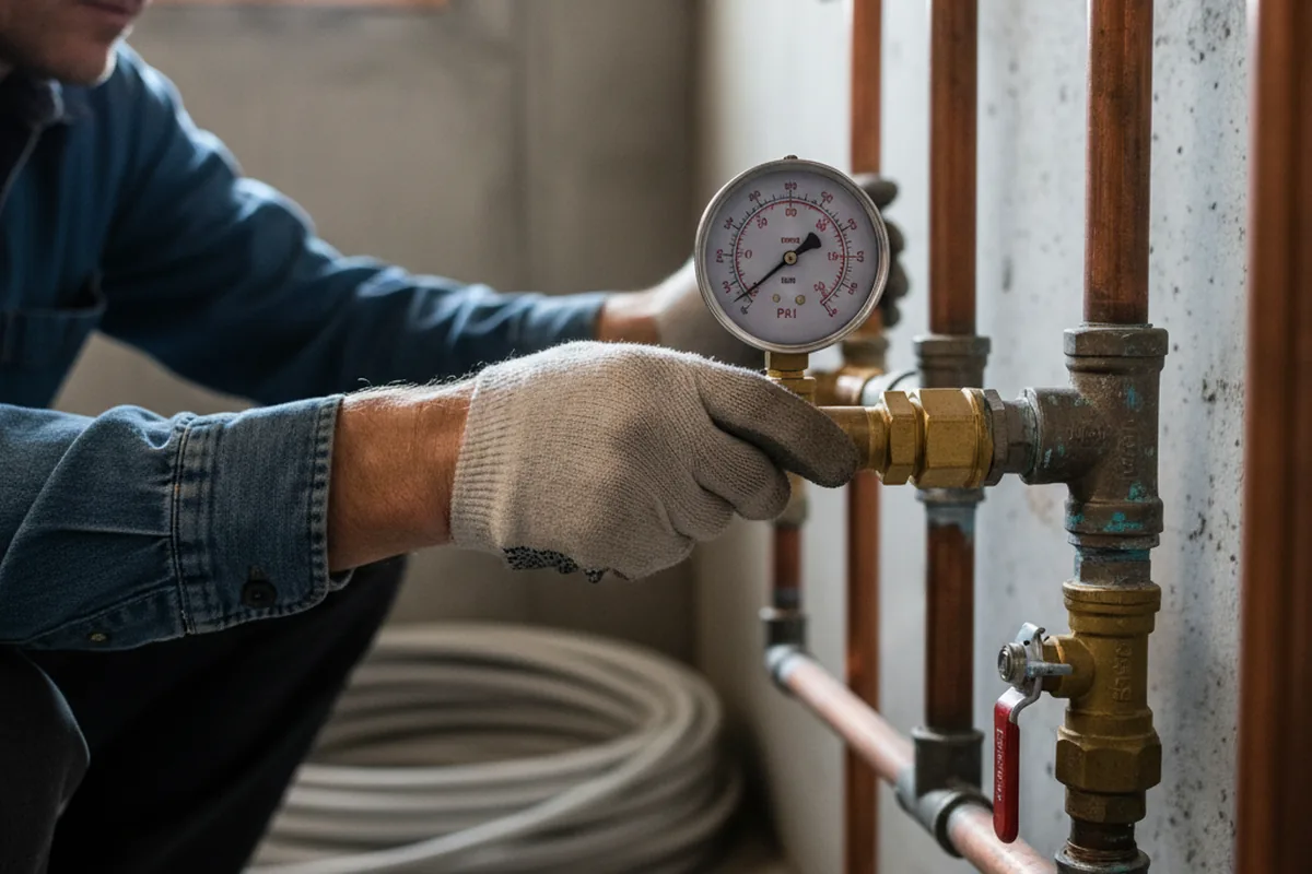 Pressure testing a repaired line during Water Line Repair in Boyertown